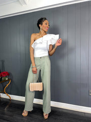 Asymmetric White BodySuit - GlassHouse Chic