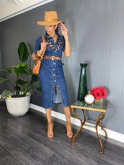 Button Up Denim Dress - GlassHouse Chic