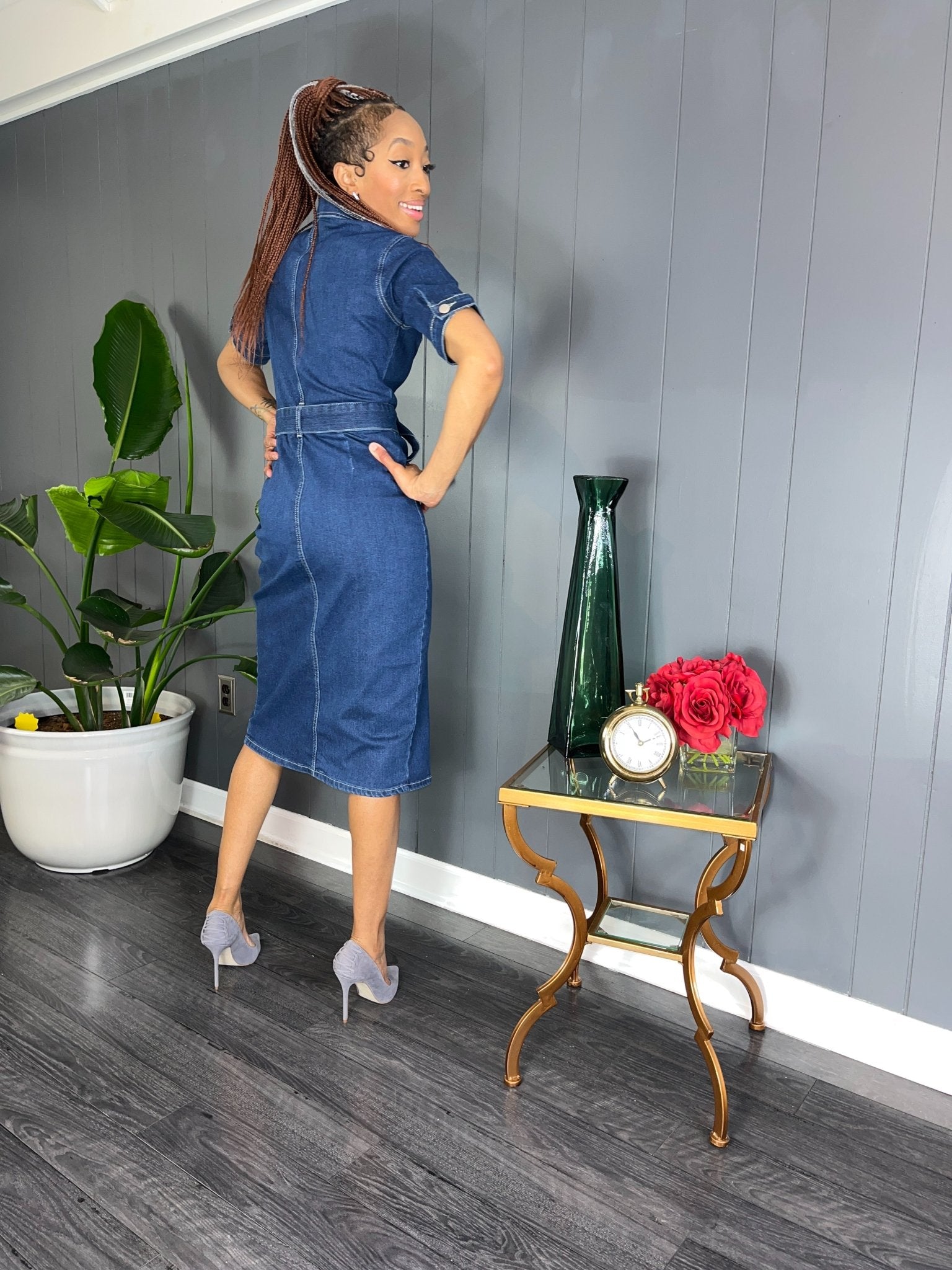 Button Up Denim Dress - GlassHouse Chic