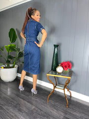 Button Up Denim Dress - GlassHouse Chic