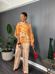 Orange and White Abstract Set - GlassHouse Chic