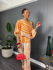 Orange and White Abstract Set - GlassHouse Chic