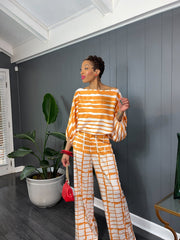 Orange and White Abstract Set - GlassHouse Chic