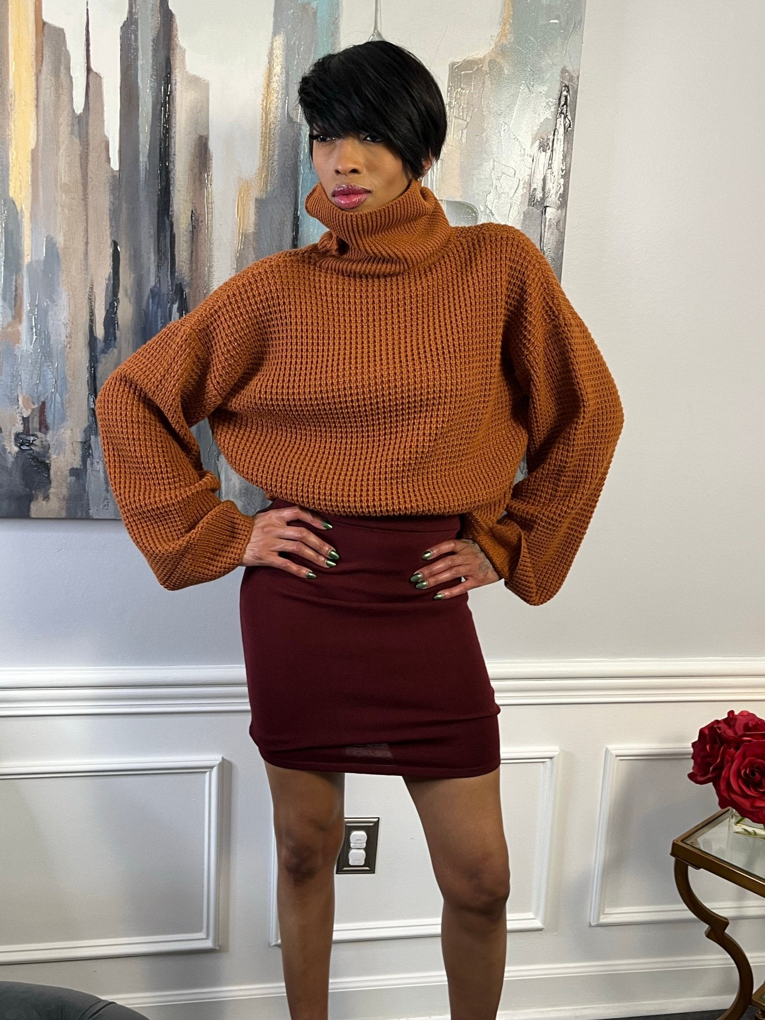 Oversized Turtleneck Sweater - GlassHouse Chic