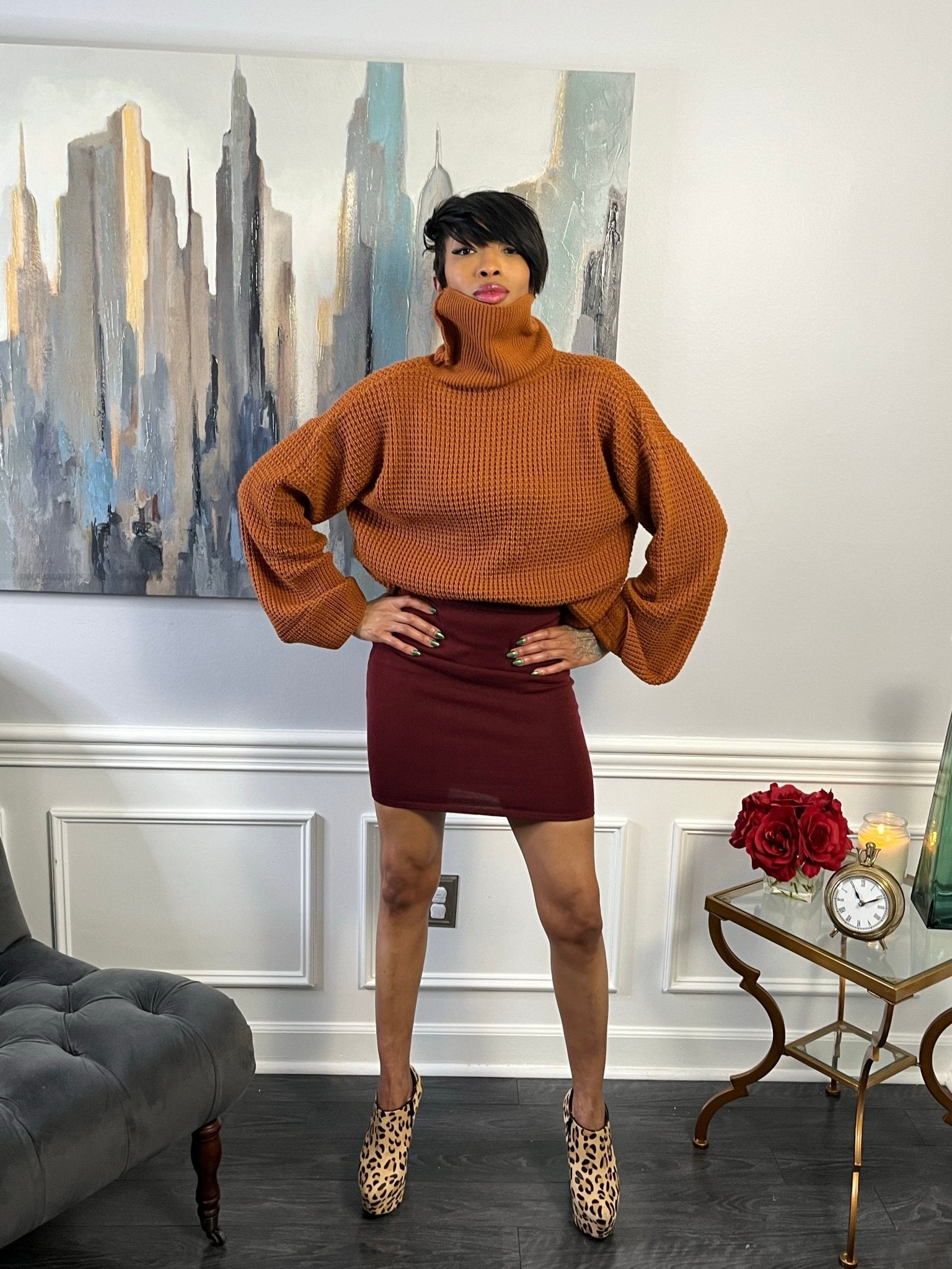 Oversized Turtleneck Sweater - GlassHouse Chic