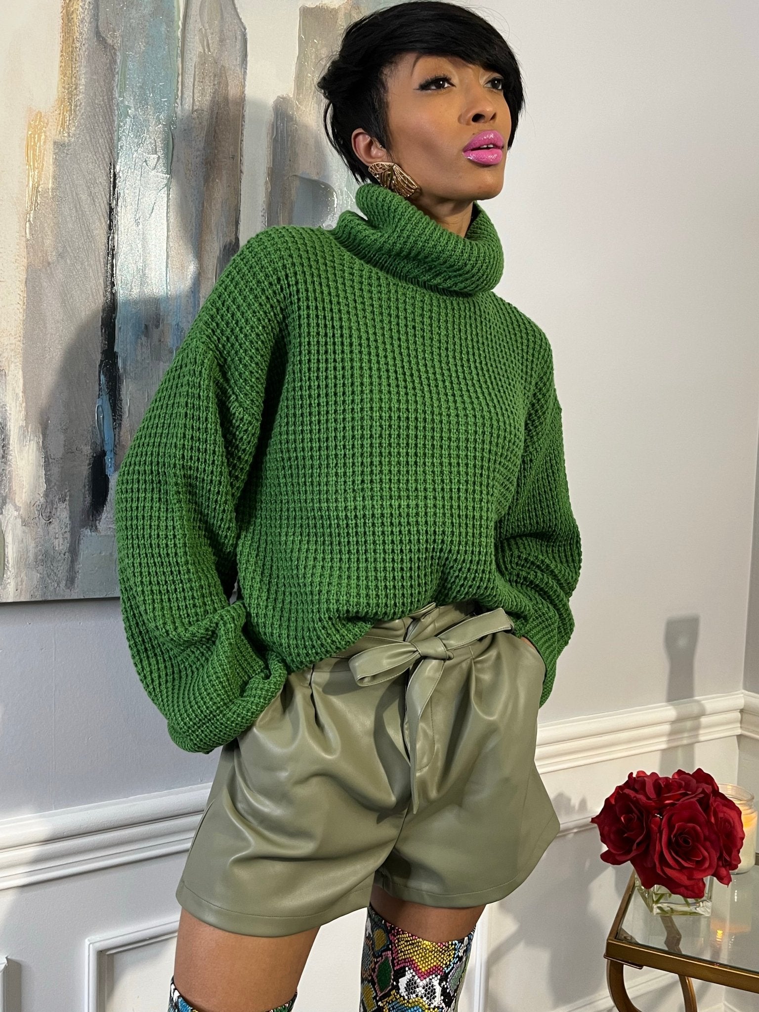 Oversized Turtleneck Sweater - GlassHouse Chic