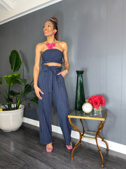 Pin Stripe Crop Top set - GlassHouse Chic
