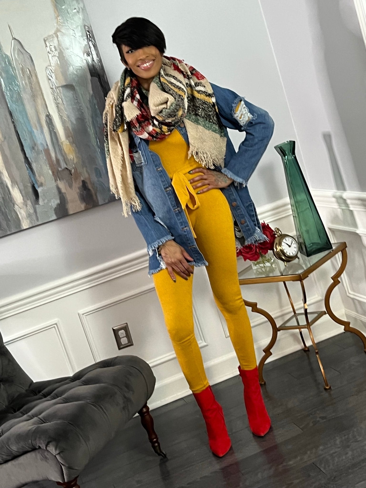 Plaid Cream Scarf - GlassHouse Chic