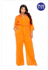 Plus Orange Wide Leg Jumpsuit - GlassHouse Chic