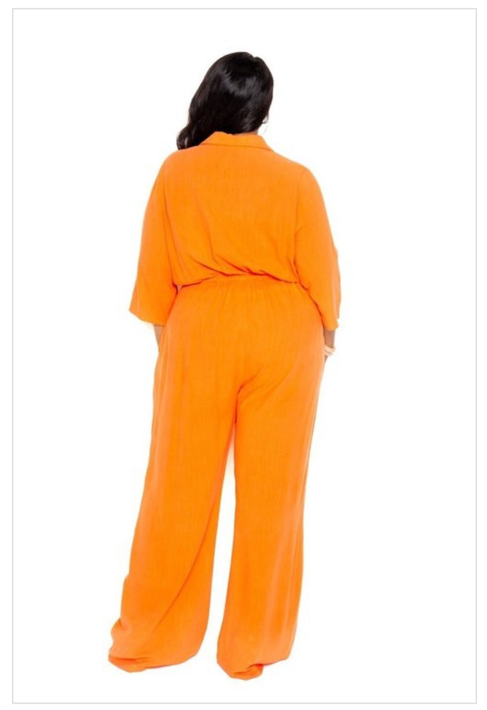 Plus Orange Wide Leg Jumpsuit - GlassHouse Chic