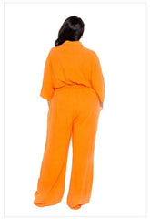 Plus Orange Wide Leg Jumpsuit - GlassHouse Chic