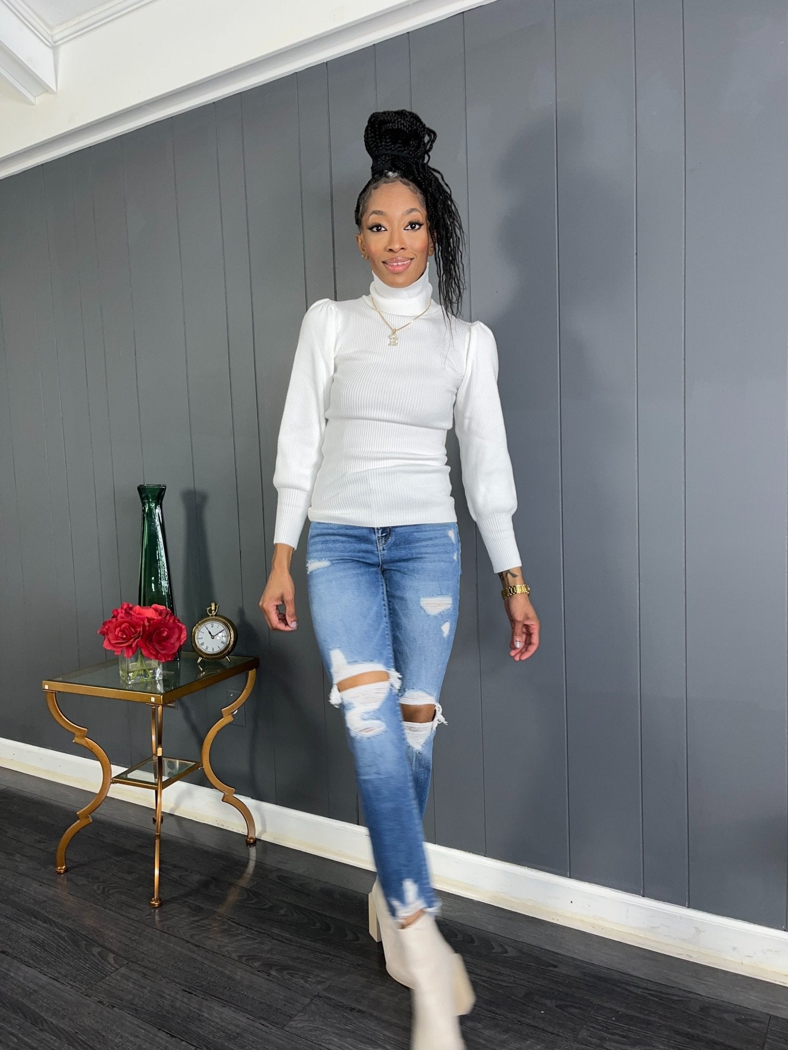 Ribbed Turtleneck Sweater - GlassHouse Chic