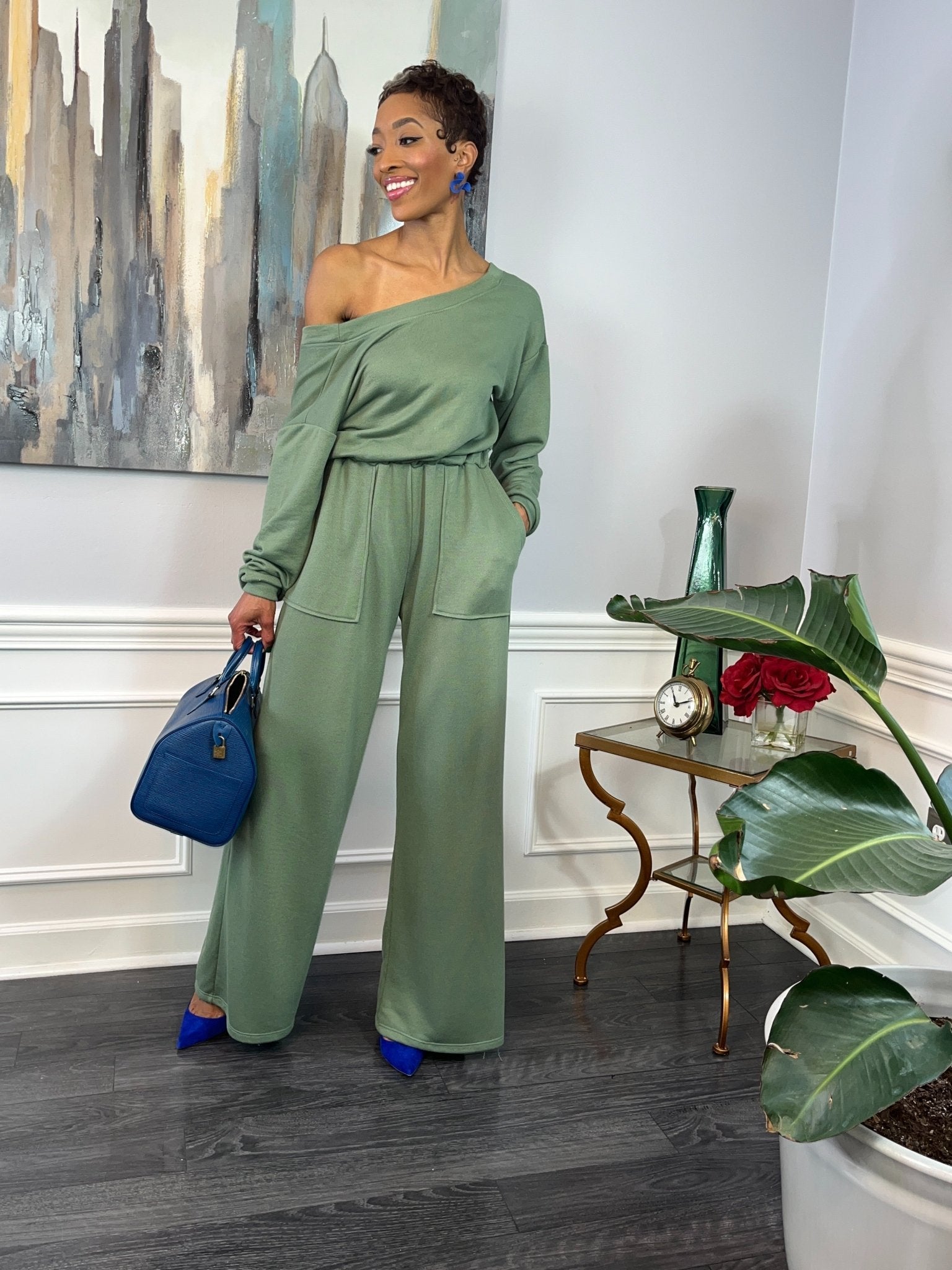 Sage Flowy Jumpsuit - GlassHouse Chic